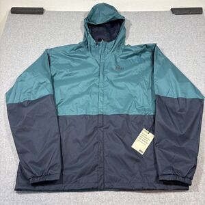 NWT REI Co-op Men XXL Tall Blue Trailmade Rain Jacket Coat Full Zip Pockets Hood